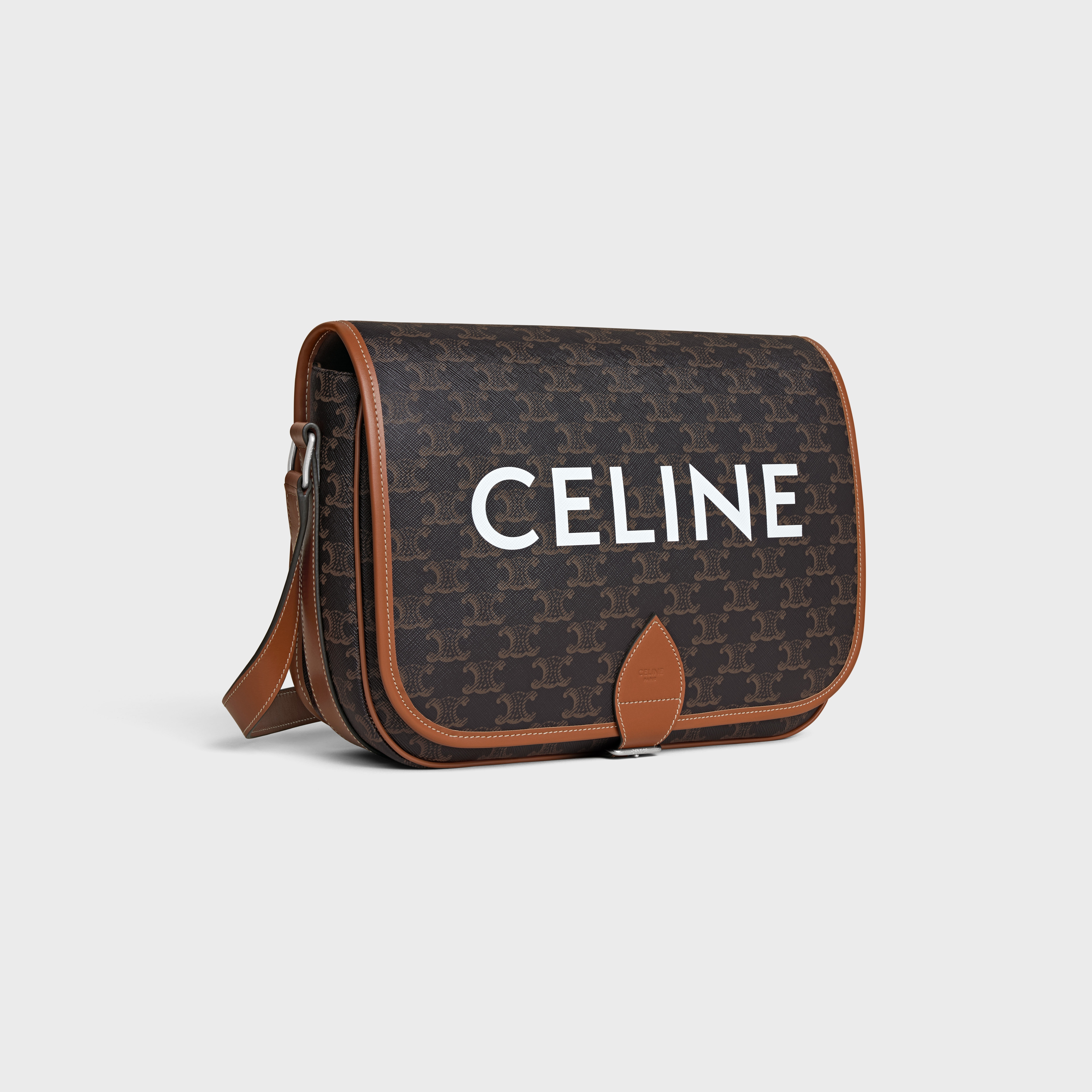 ショルダーバッグ CELINE Messenger bag Folco Triomphe Canvas with Celine print CELINE HOMME Folco Triomphe Small Leather-Trimmed Logo-Print
