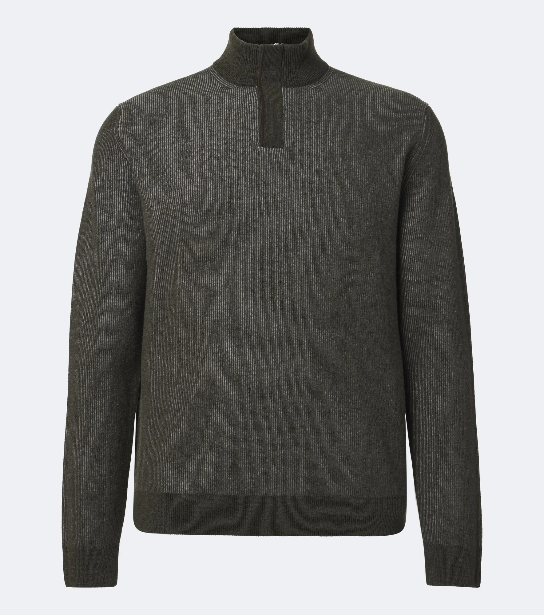 Ribbed-knit virgin wool half-zip sweater - 1
