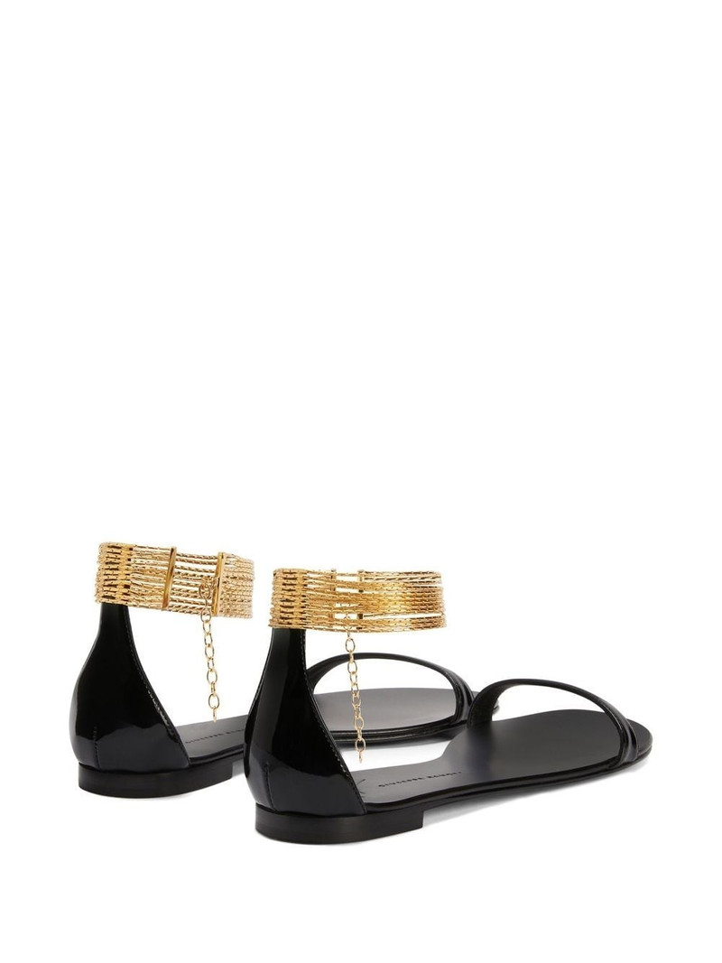 Kay gold ankle-strap flat sandals 1