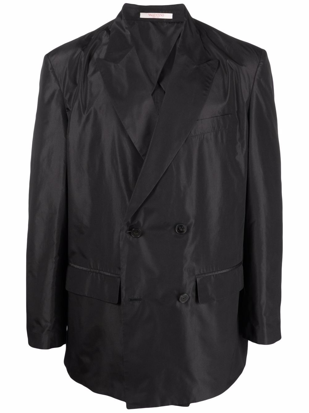 double-breasted washed taffeta blazer - 1