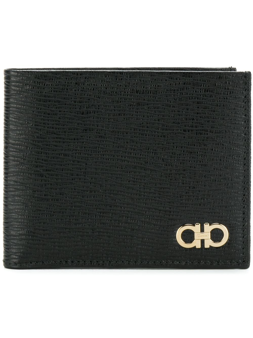 SALVATORE FERRAGAMO BLACK LOGO REVIVAL LEATHER WALLET - 1