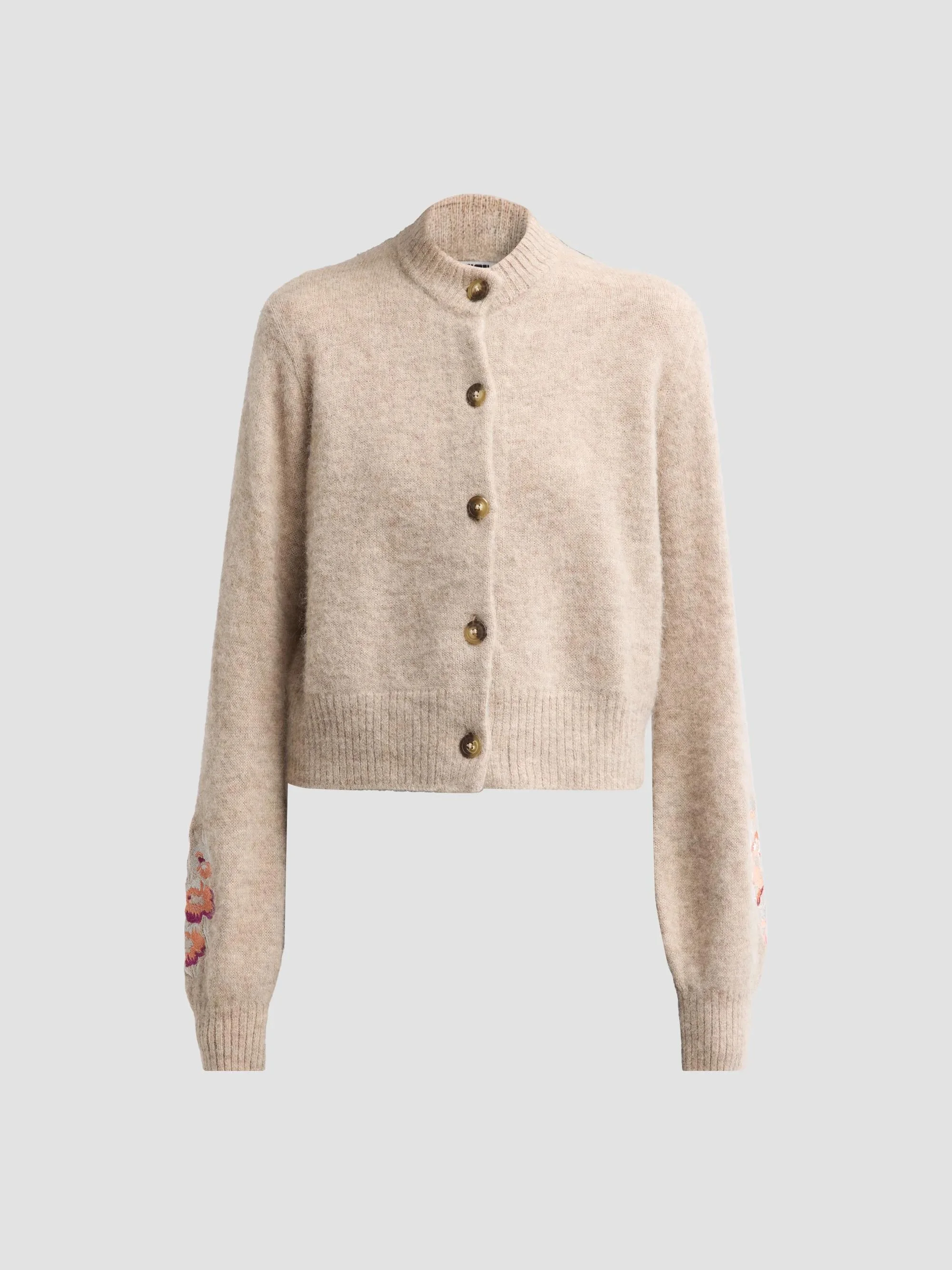 Women's Liane Floral Embroidered Cardigan - Oatmeal - 1