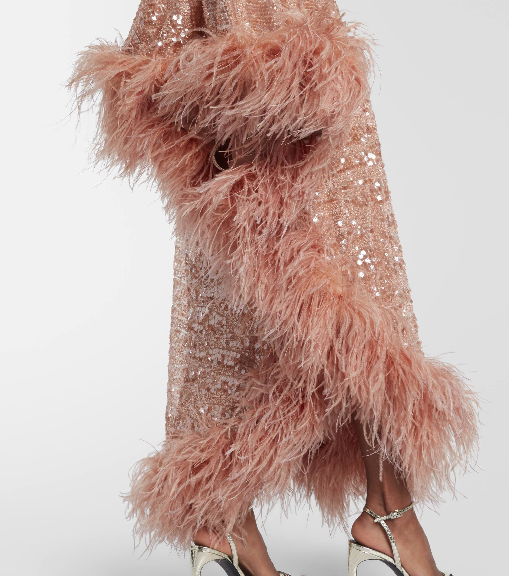 Ubud feather-trimmed sequined gown - 5