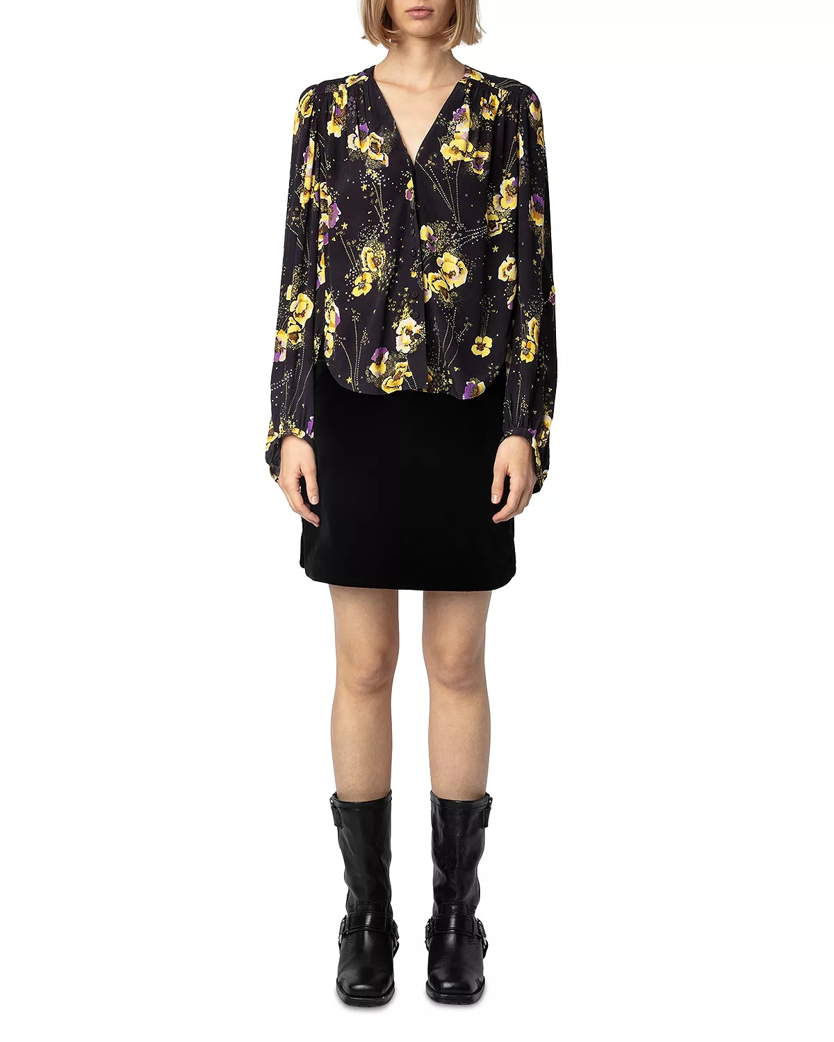 Turin Crepe Yoko Strass Noir Button Up Shirt - 2