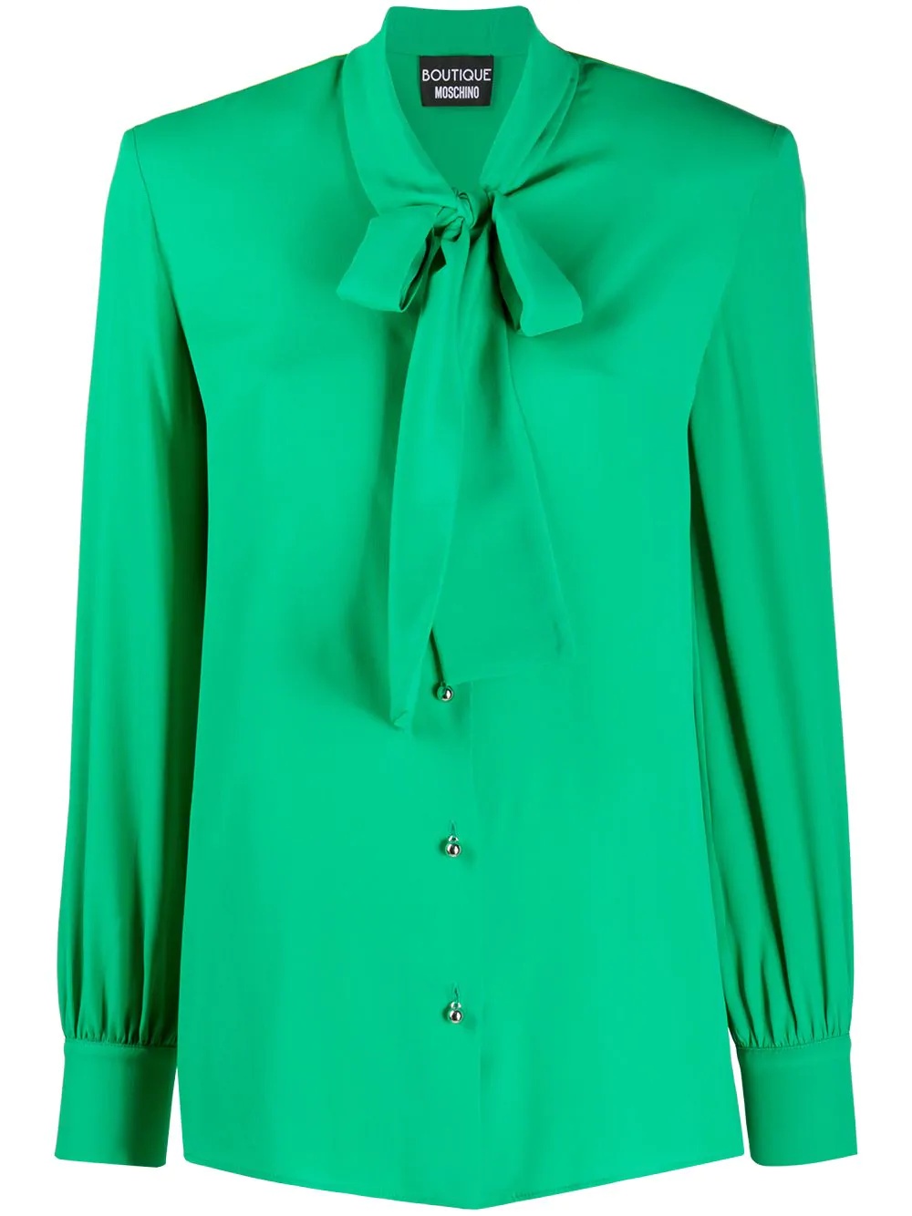 tie-neck long-sleeved shirt - 1