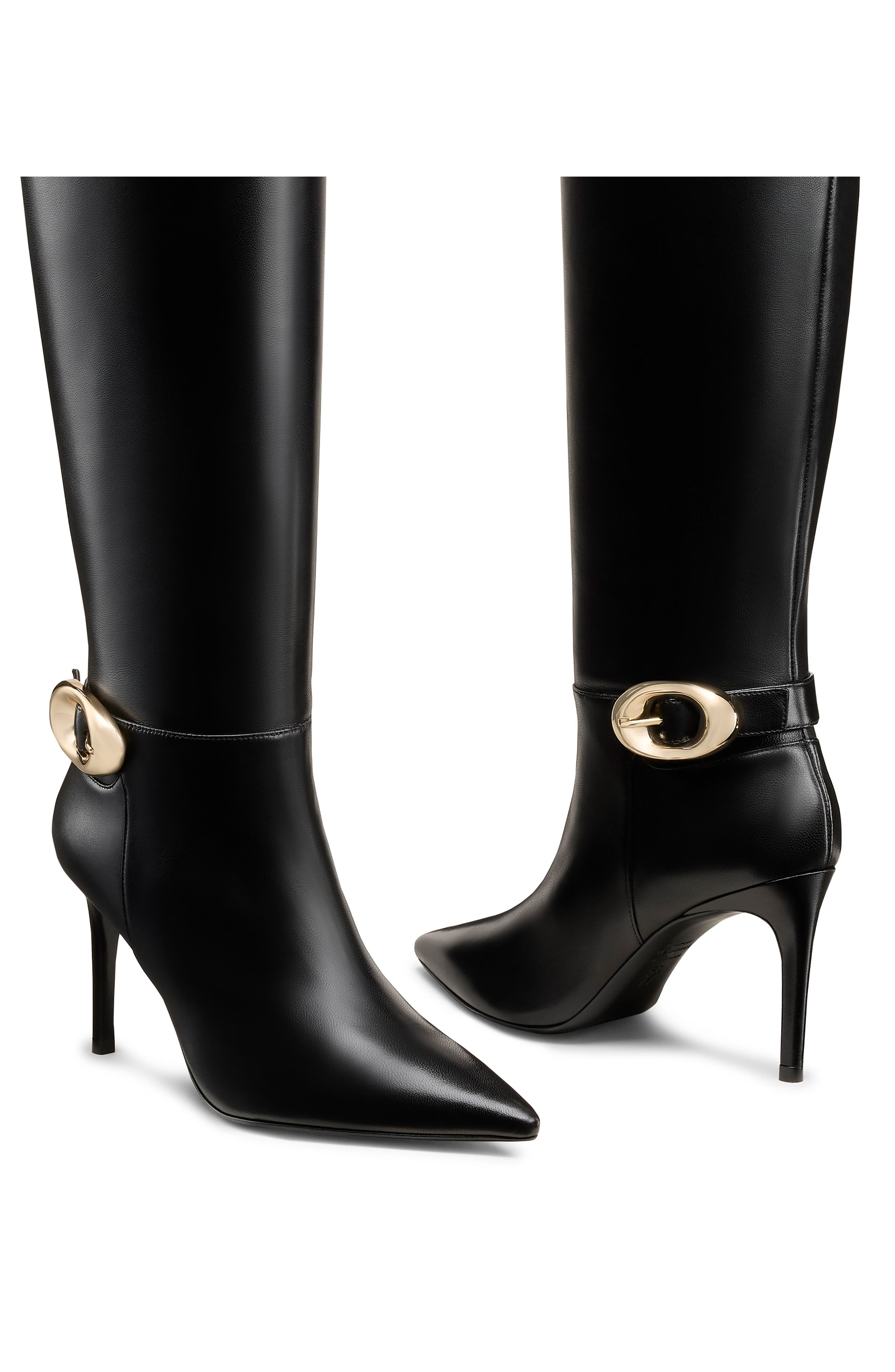 Stuart Weitzman Stuart Power Buckle Boot in Black at Nordstrom - 4