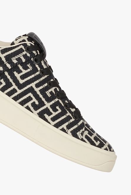 Ivory and black monogram jacquard B-Court sneakers - 5