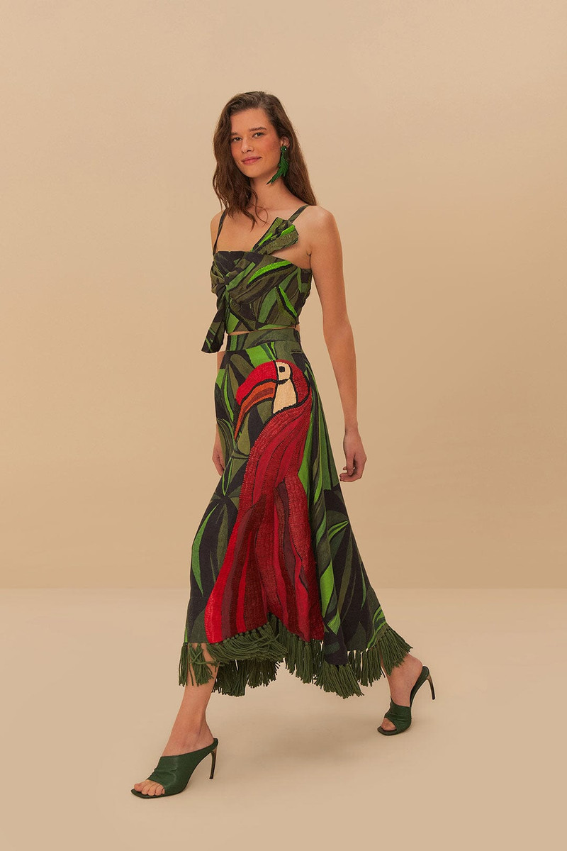 Black Coconut Tree Flow Embroidered Skirt 3