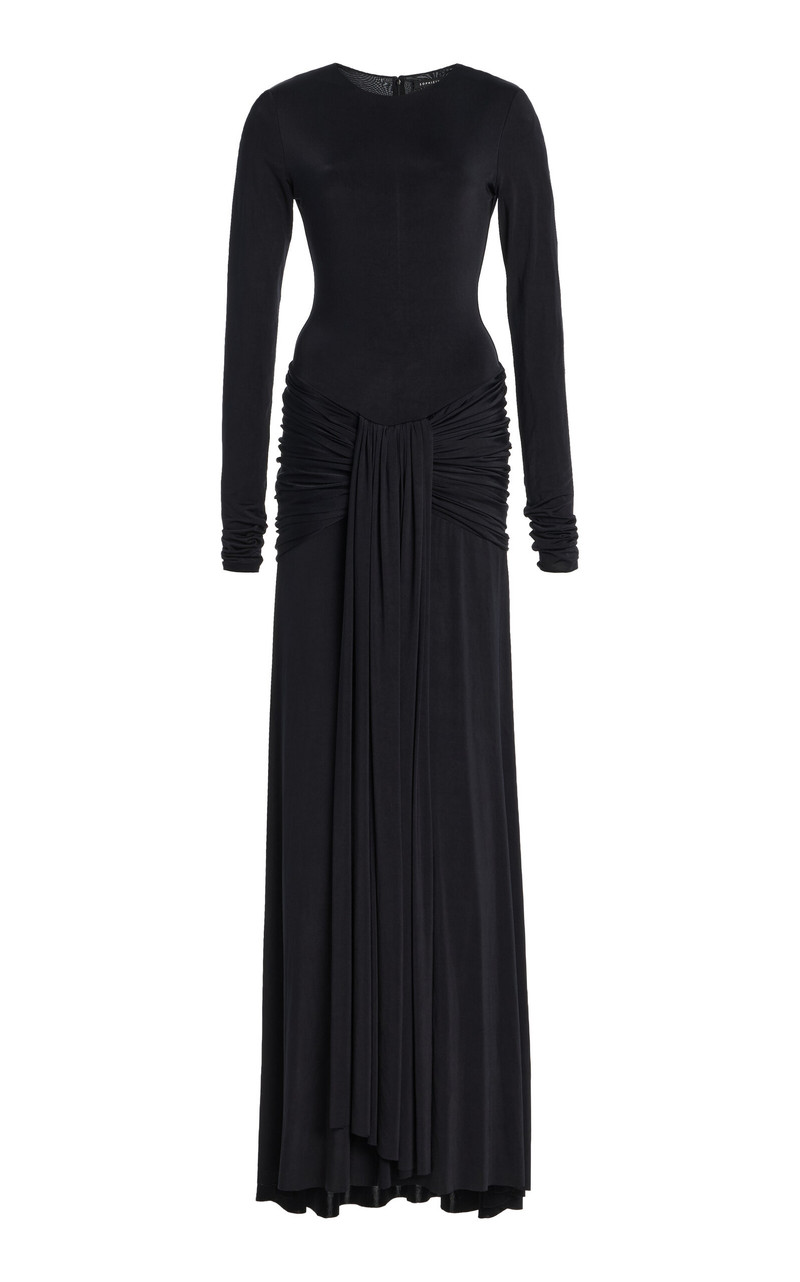 Knotted Knit-Jersey Maxi Dress black 1