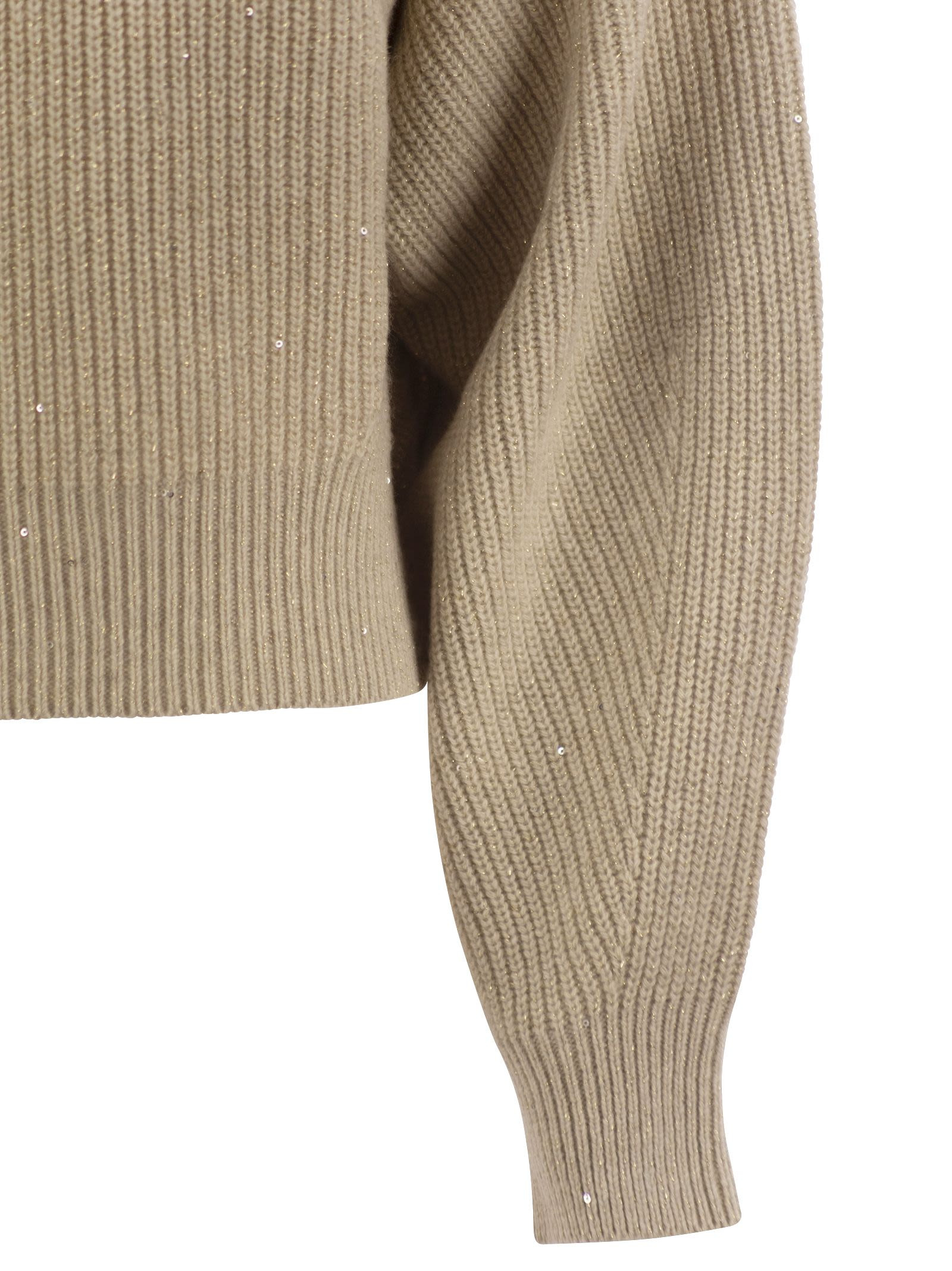 Brunello Cucinelli Women Dazzling Ribbed Sweater In Cashmere And Wool - 4