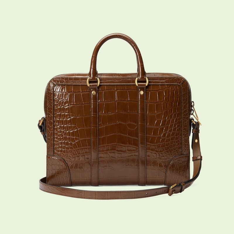 Crocodile briefcase with Double G 5