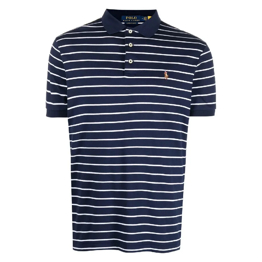 Polo Ralph Lauren Logo Motif Stripe Pattern Polo Shirt, Size X-Large - 1