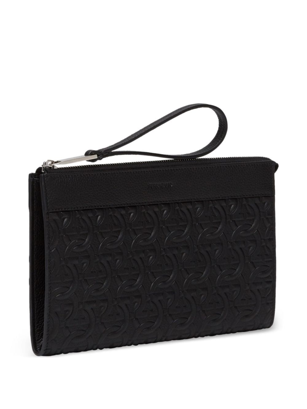 logo-embossed leather clutch bag - 5