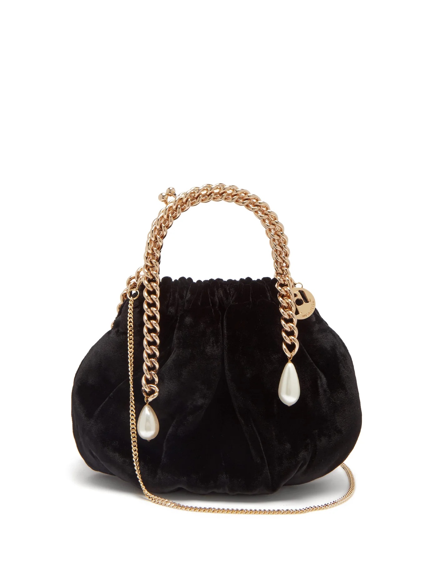 Maria Luisa chain-handle velvet clutch - 1