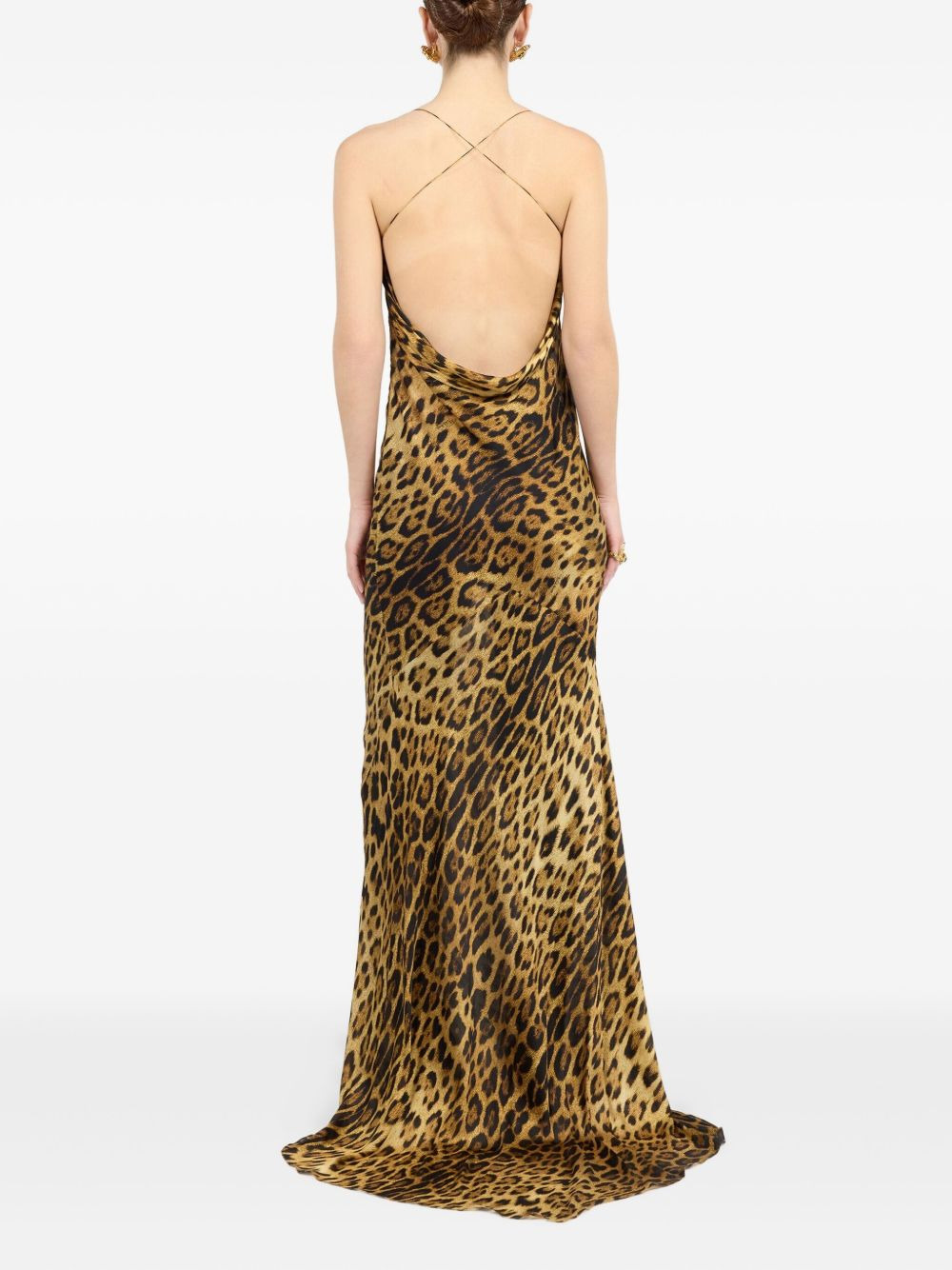 cowl-neck leopard-print maxi dress - 4