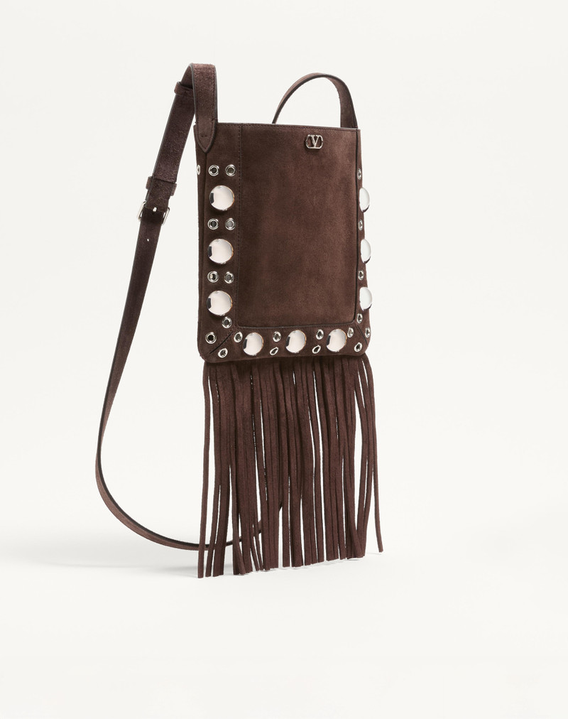 VALENTINO GARAVANI NELLCÔTE SMALL SHOULDER BAG IN SUEDE WITH FRINGES 3