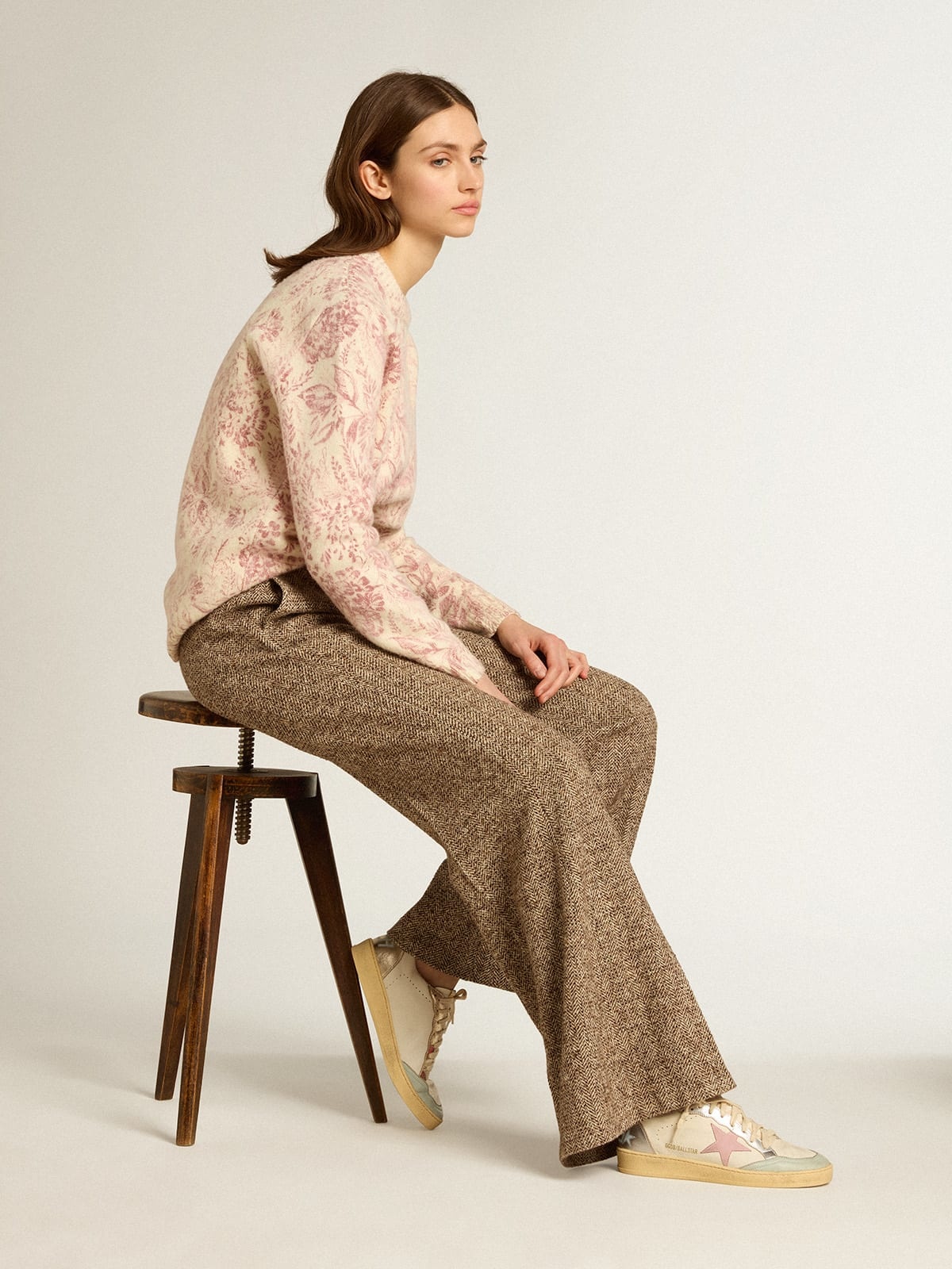 Golden Goose Ball Star with pink suede star and metallic