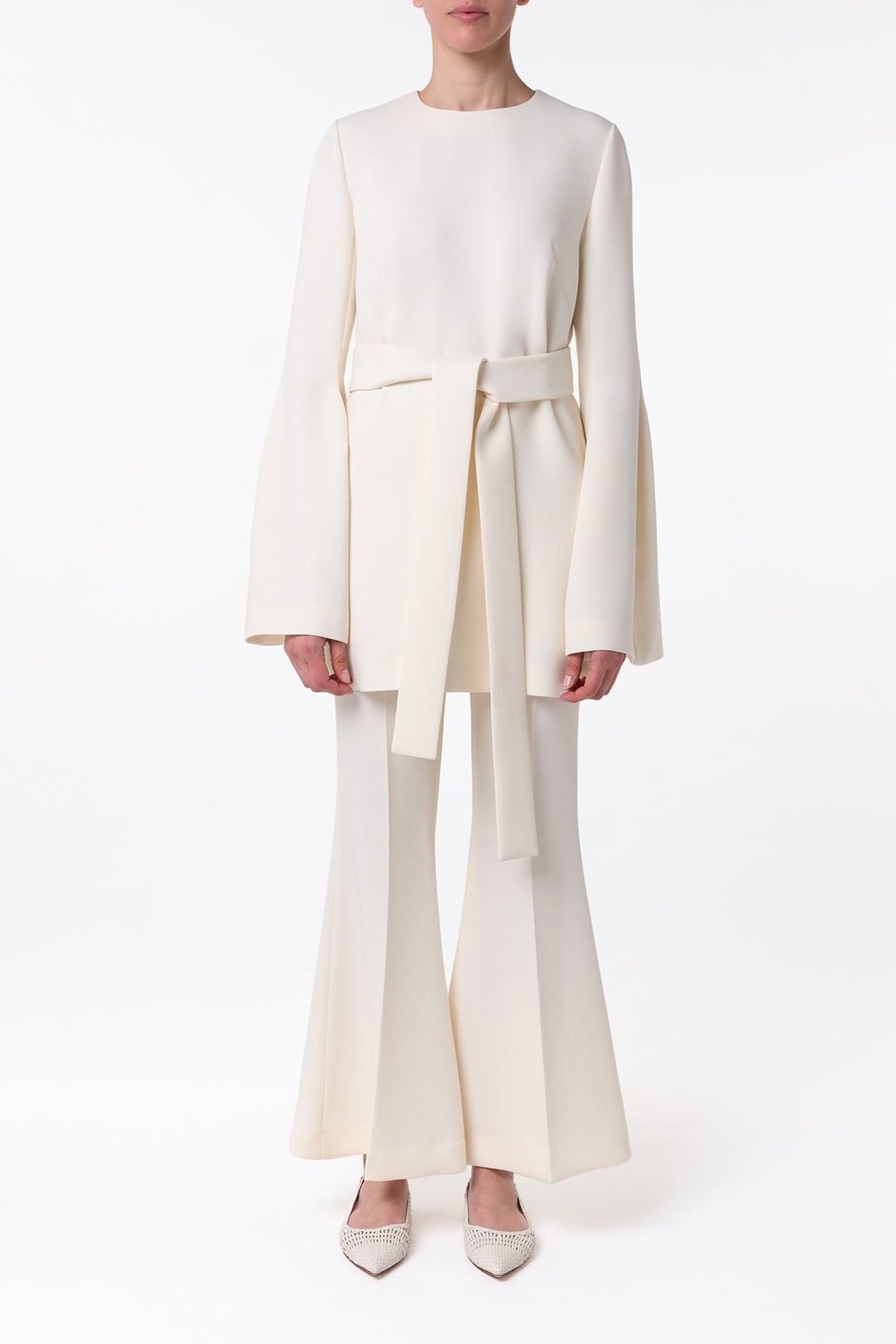 Shandon Tunic in Ivory Double Face Wool Crepe - 2