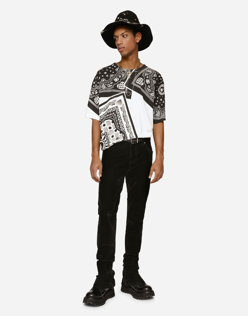 Dolce & Gabbana Slim-fit flocked black stretch jeans outlook