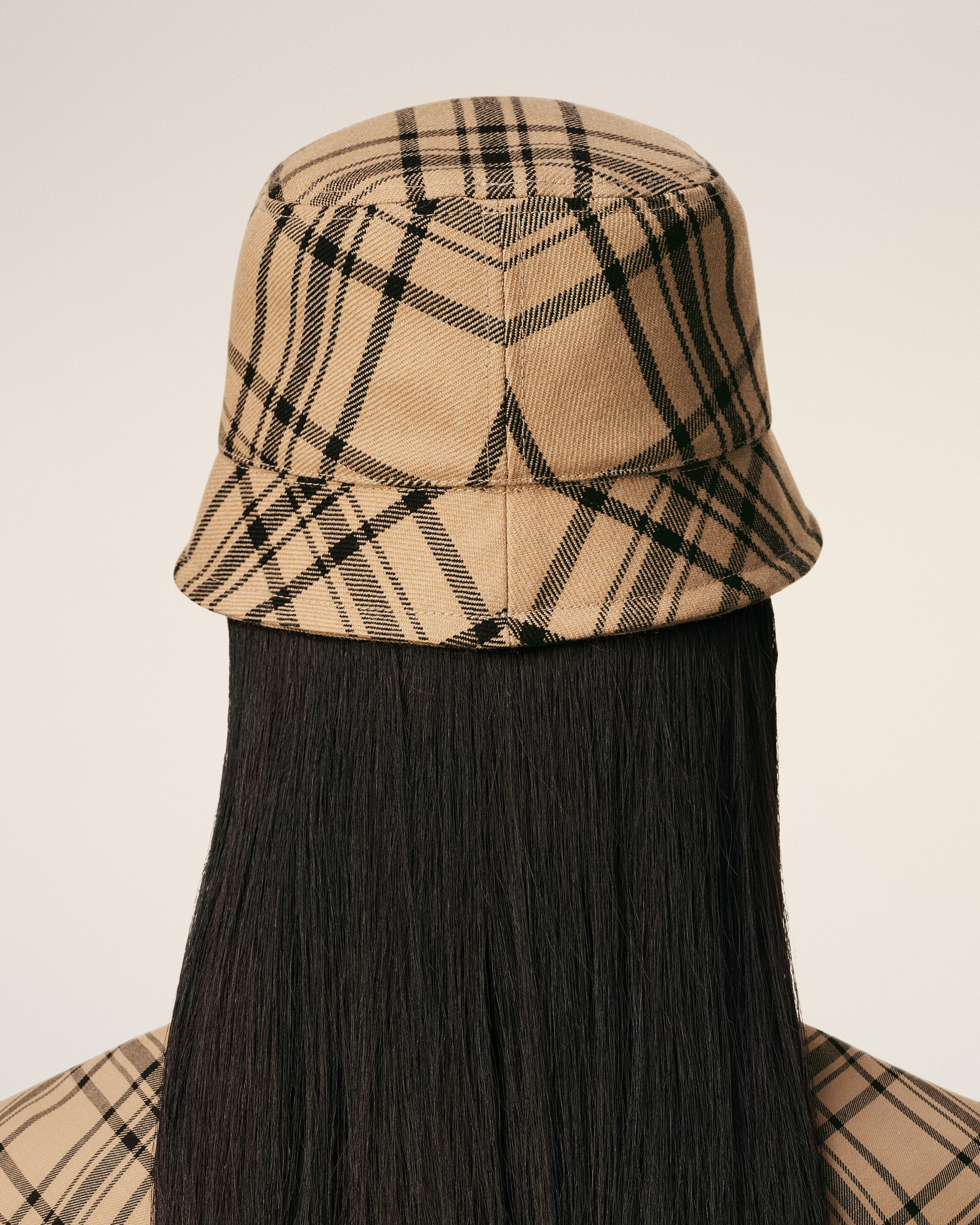BROWN WOOL CHECKED  BUCKET HAT - 10