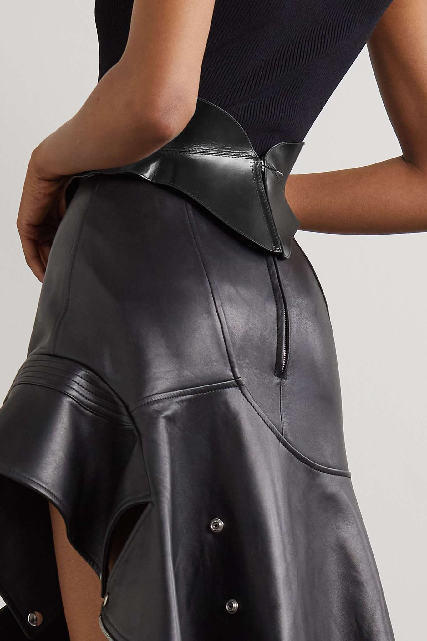 Glossed-leather waist belt - 5