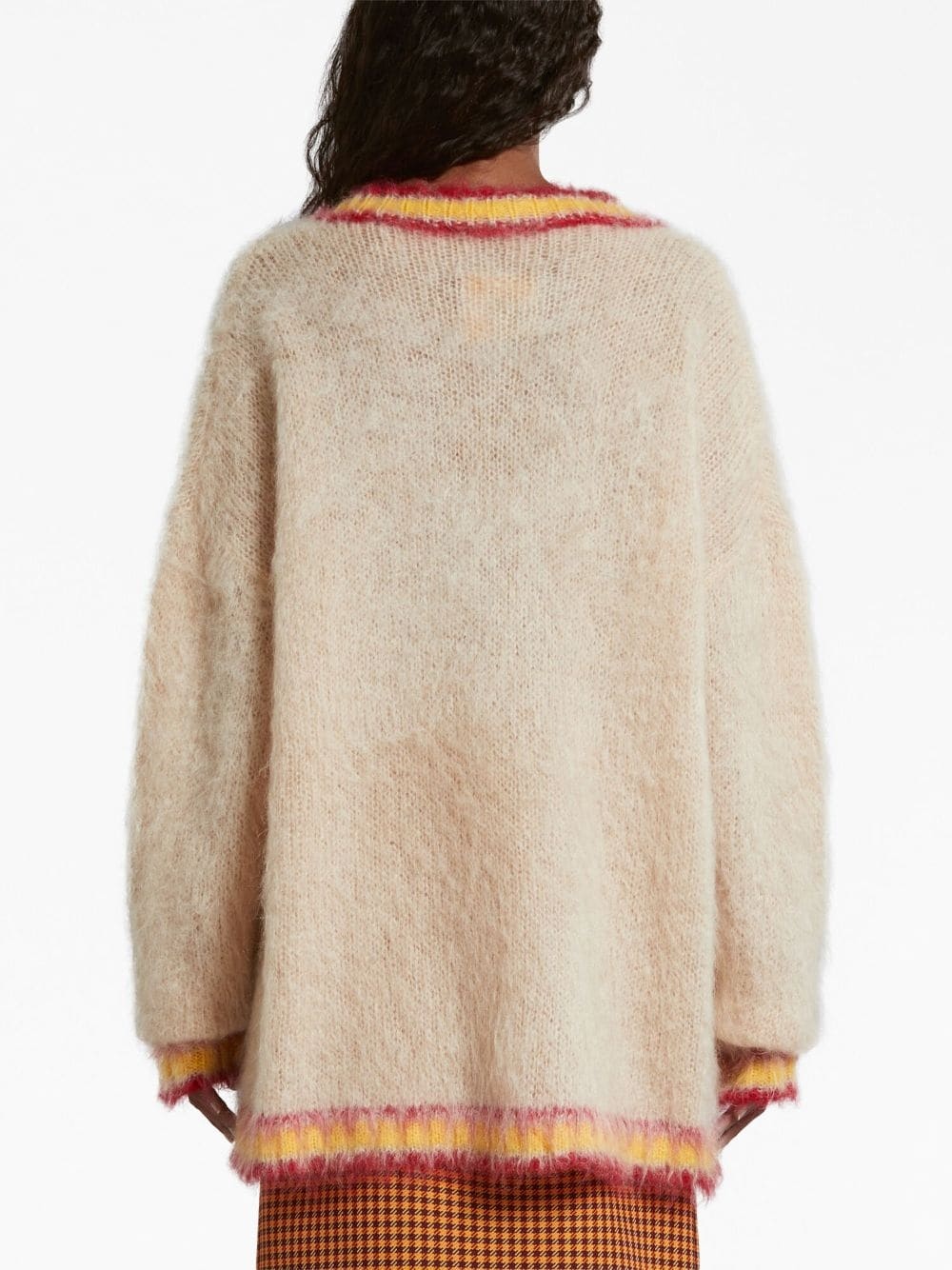 striped-trim mohair-blend brushed jumper - 4