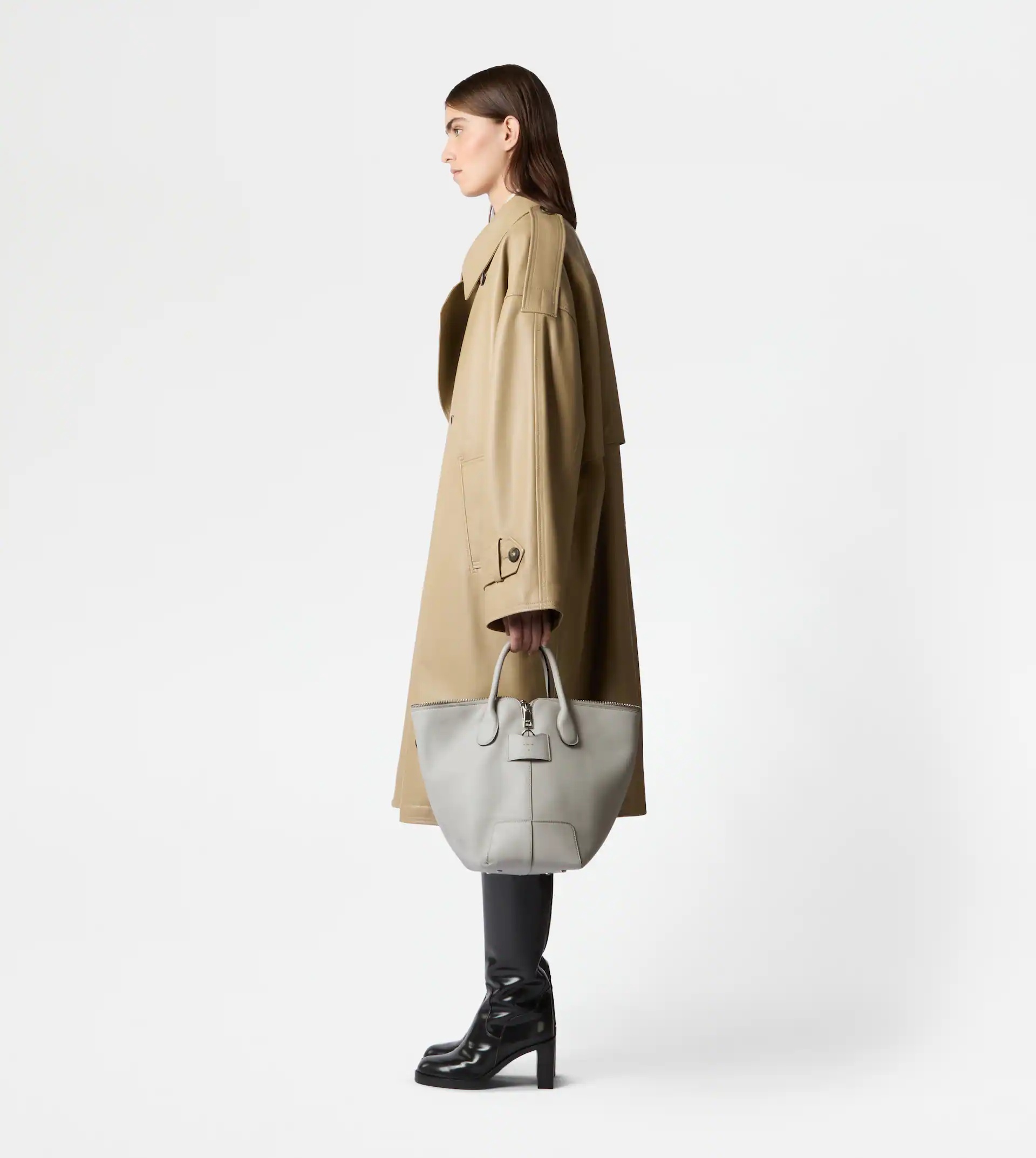 TOD'S DI BAG SWING IN LEATHER MEDIUM - GREY - 9