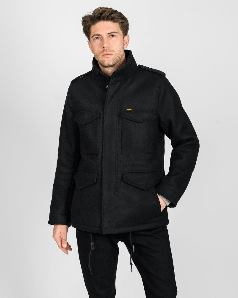 Iron Heart 21OZ MELTON WOOL M65 FIELD JACKET - BLACK outlook