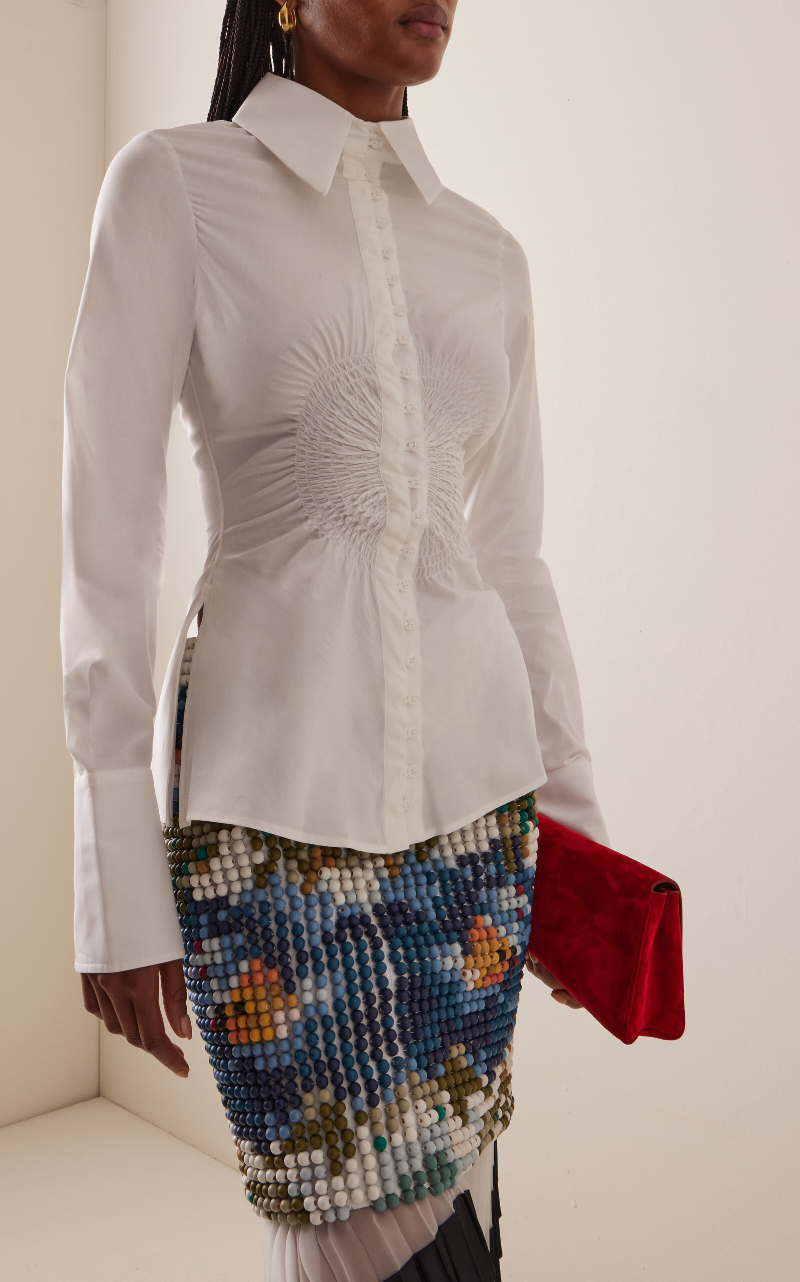 Eva Cotton-Poplin Circle Shirt white - 2