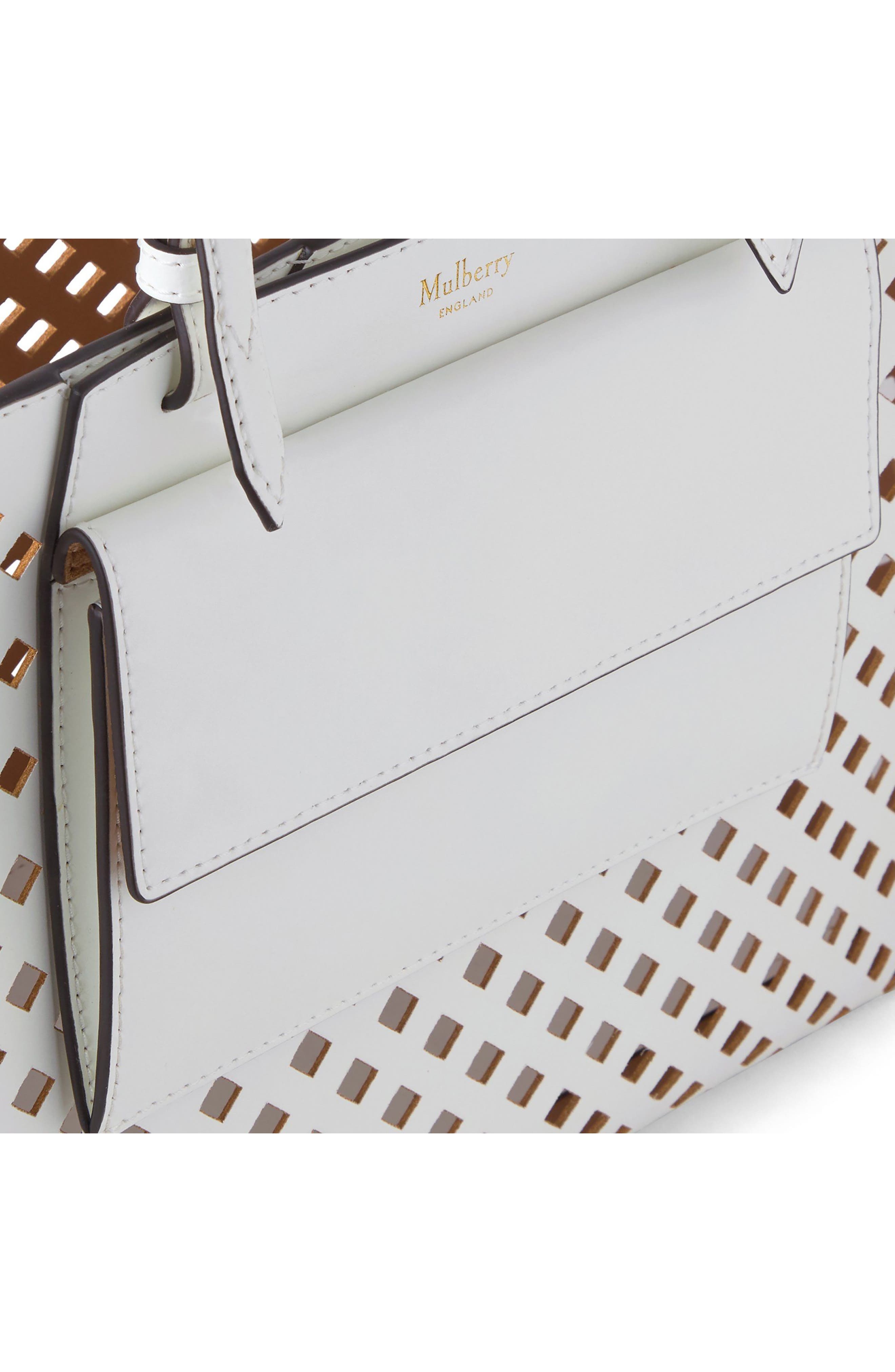 Mulberry Diamond Perforated Leather Tote in White at Nordstrom - 7