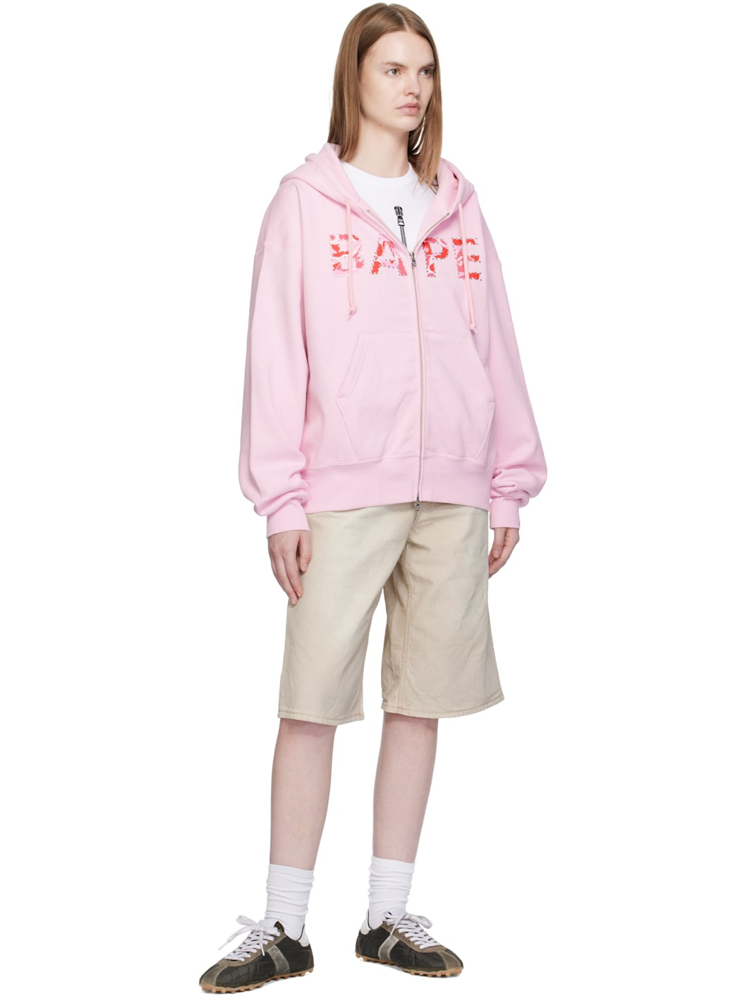 Pink ABC Camo Crystal Logo Wide Zip Hoodie - 4