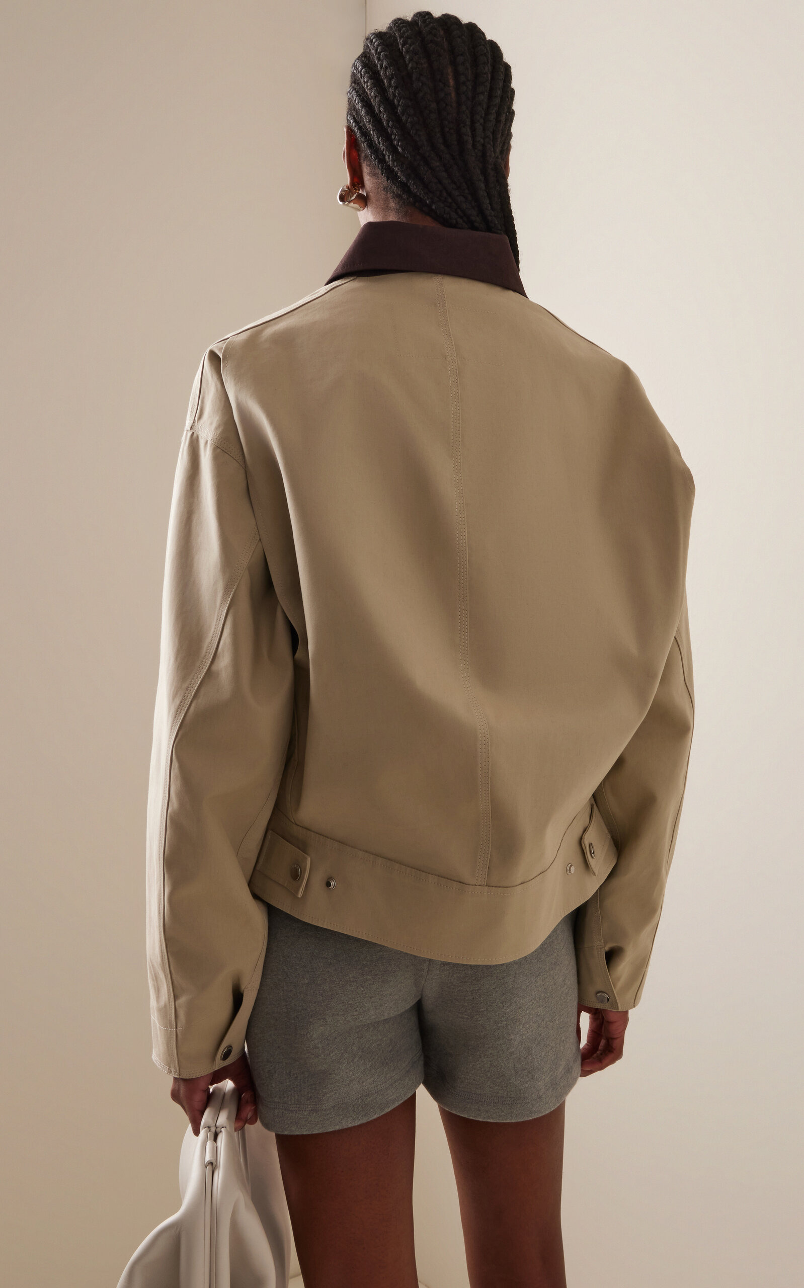 Curved-Hem Cotton Workwear Jacket neutral - 4