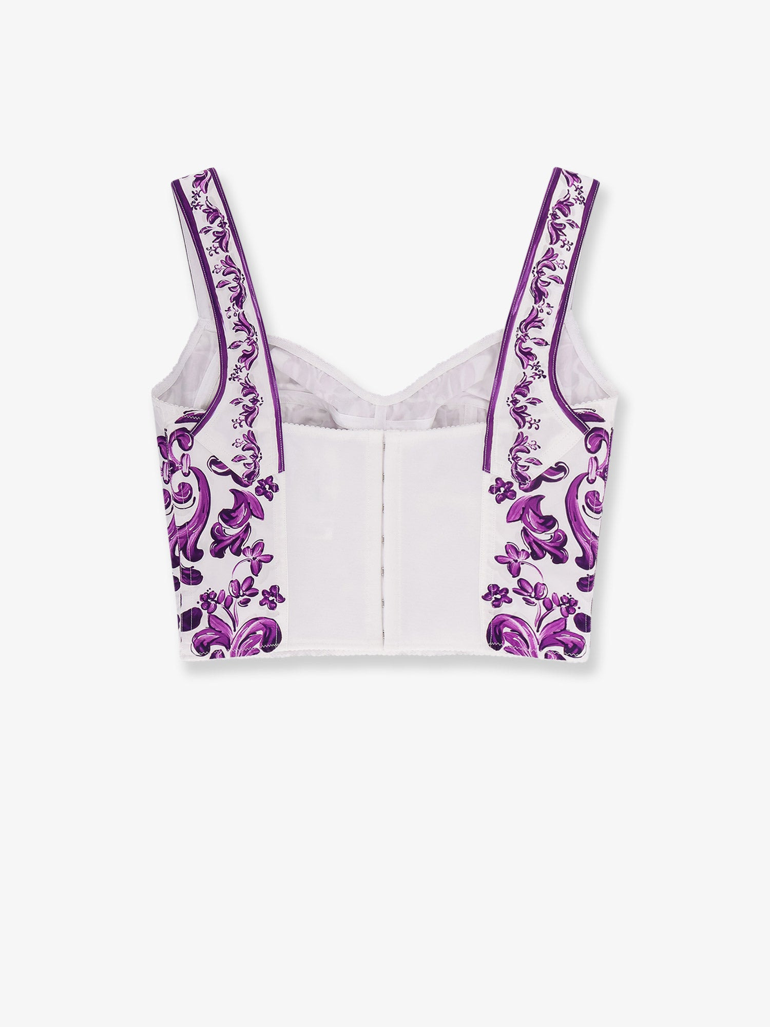 Cotton Blend Bustier Top With Maiolica Print - 4