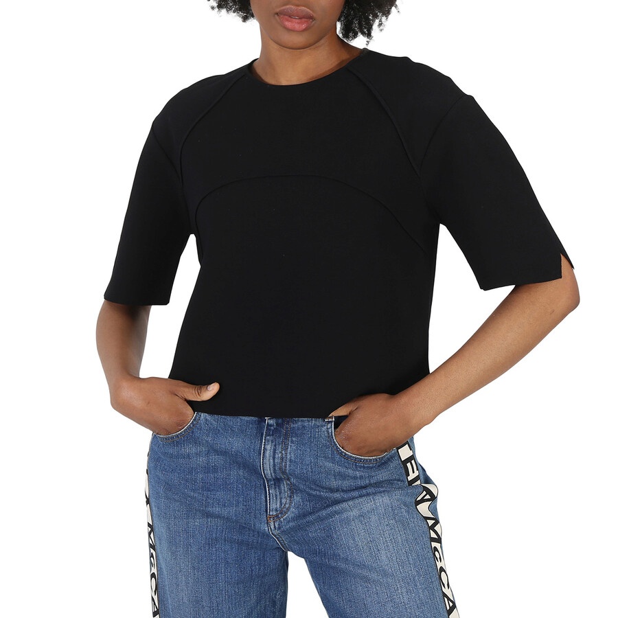 Stella McCartney Ladies Black Piped Seam Cropped Top - 3