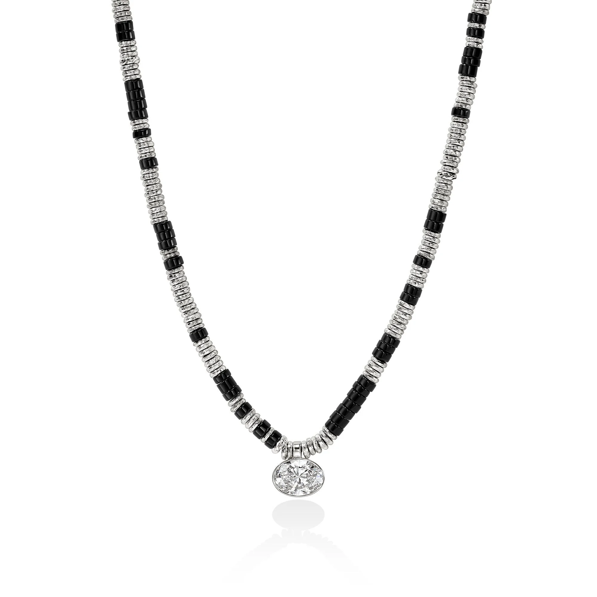 JH Lovestruck™ Heishi Pendant Necklace, Sterling Silver, Hardstones, Diamond, 3.0TCW - 1