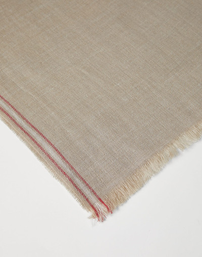 Brunello Cucinelli Linen and silk chevron scarf with selvedge outlook