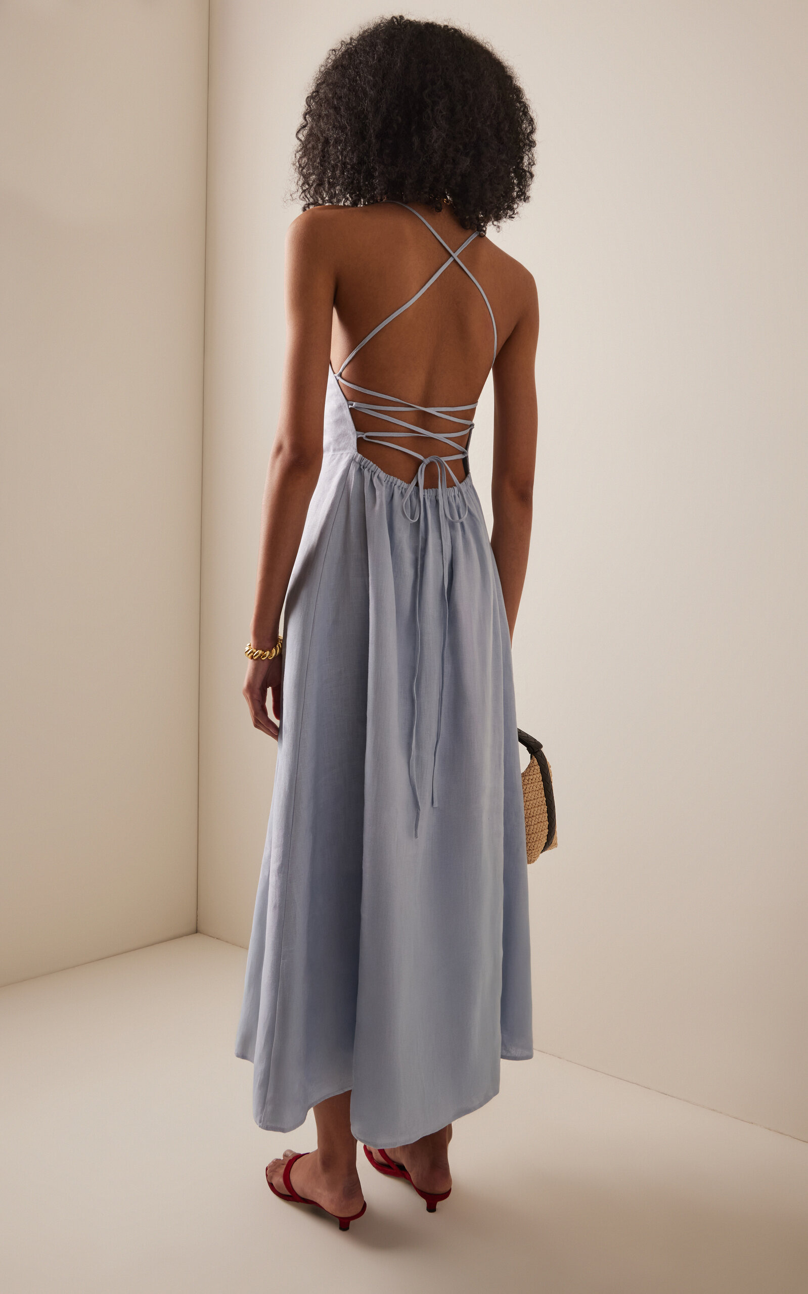 Exclusive Riviera Lori Open-Back Linen Maxi Dress blue - 4