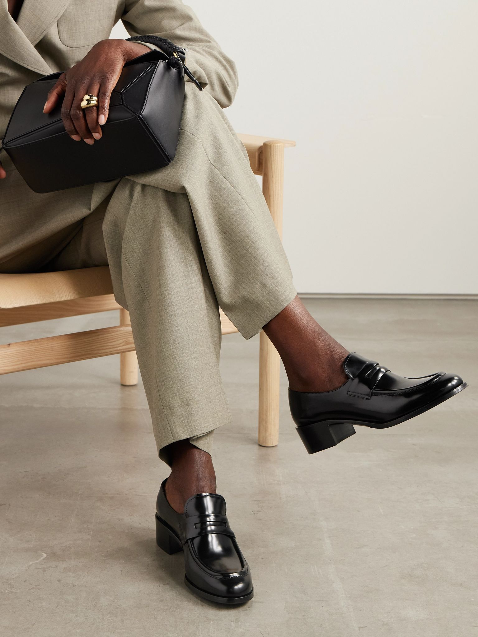 Prudence glossed-leather loafers Black - 2