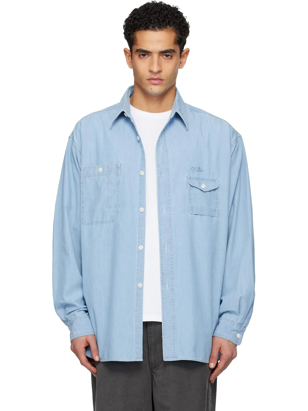 Blue OOAL Regular Collar Chambray Shirt - 1