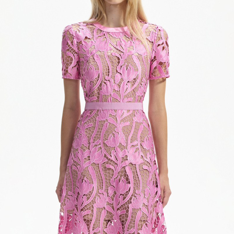 Pink Lace Midi Dress 4