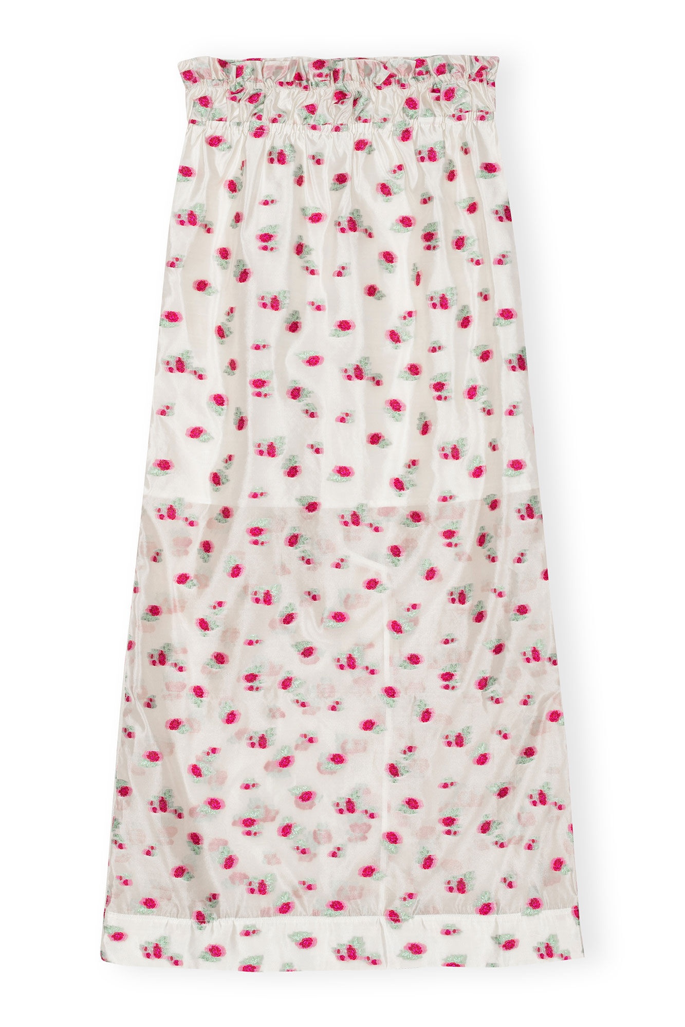 FLORAL ORGANZA JACQUARD LONG ELASTICATED SKIRT - 9