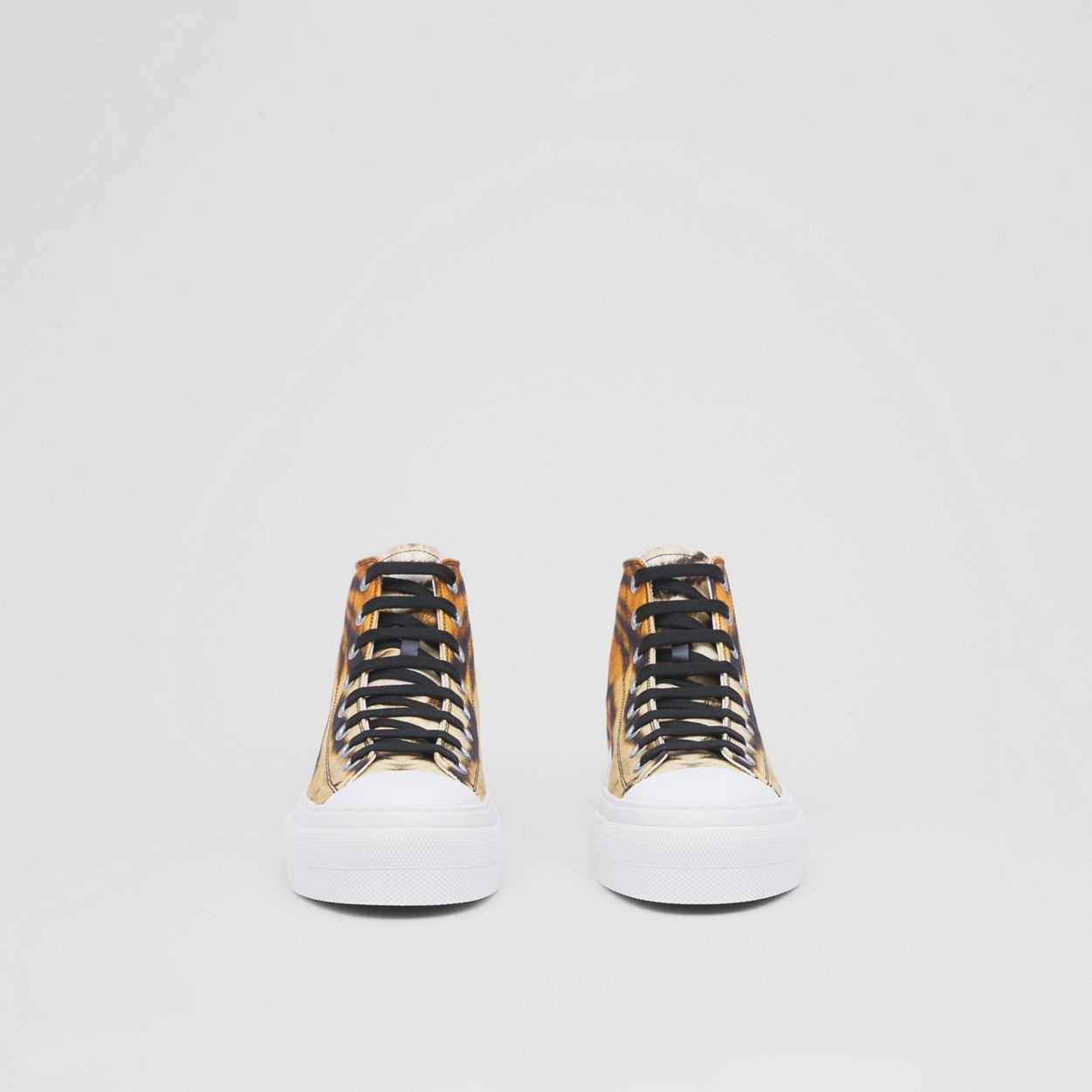 Tiger Print Cotton High-top Sneakers - 5