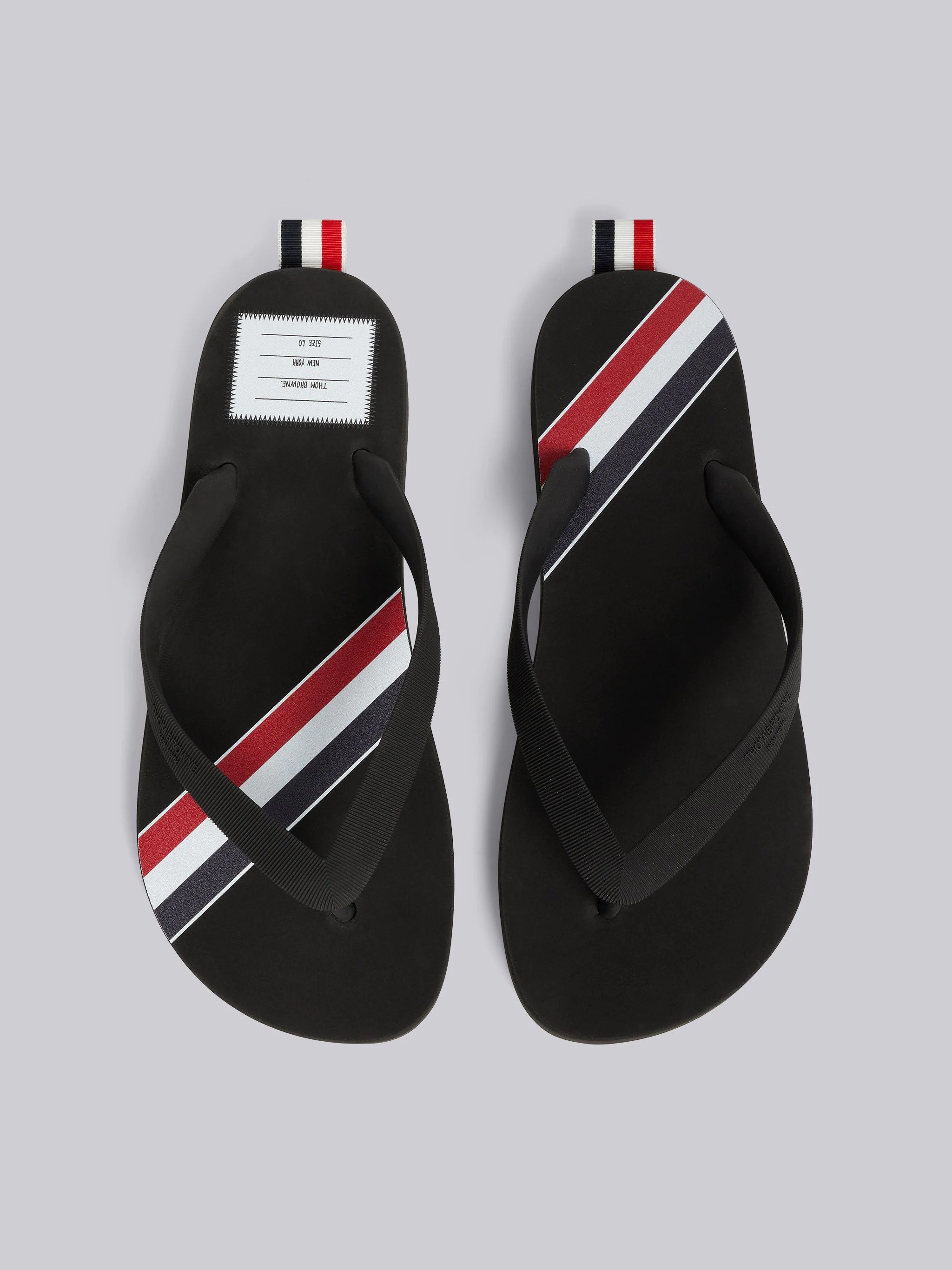 Black Molded Rubber Stripe Flip Flop - 4