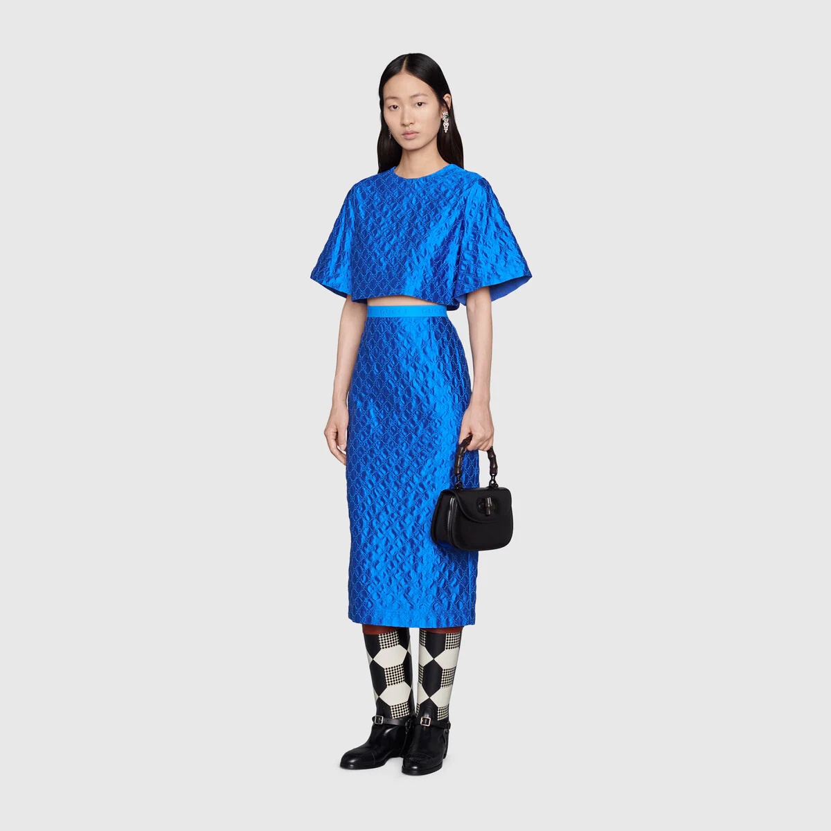 GG embroidered silk skirt - 2