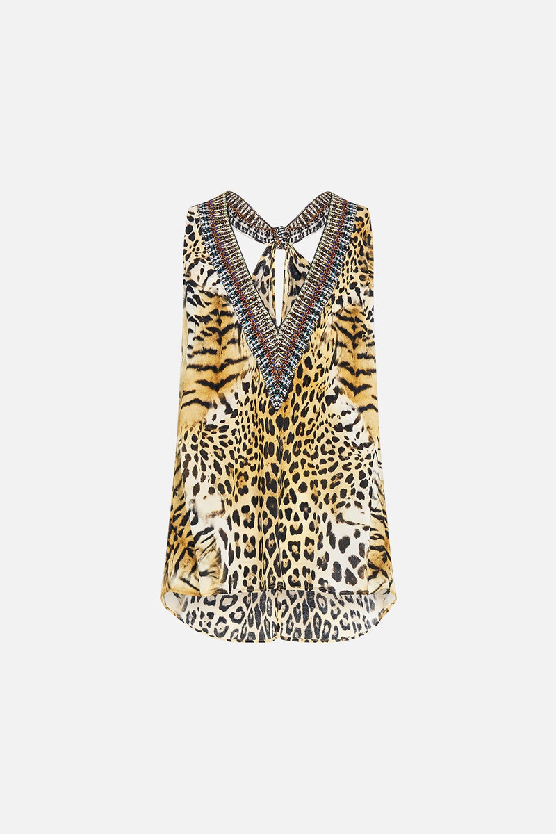 V NECK TOP WITH KNOT BACK - 1