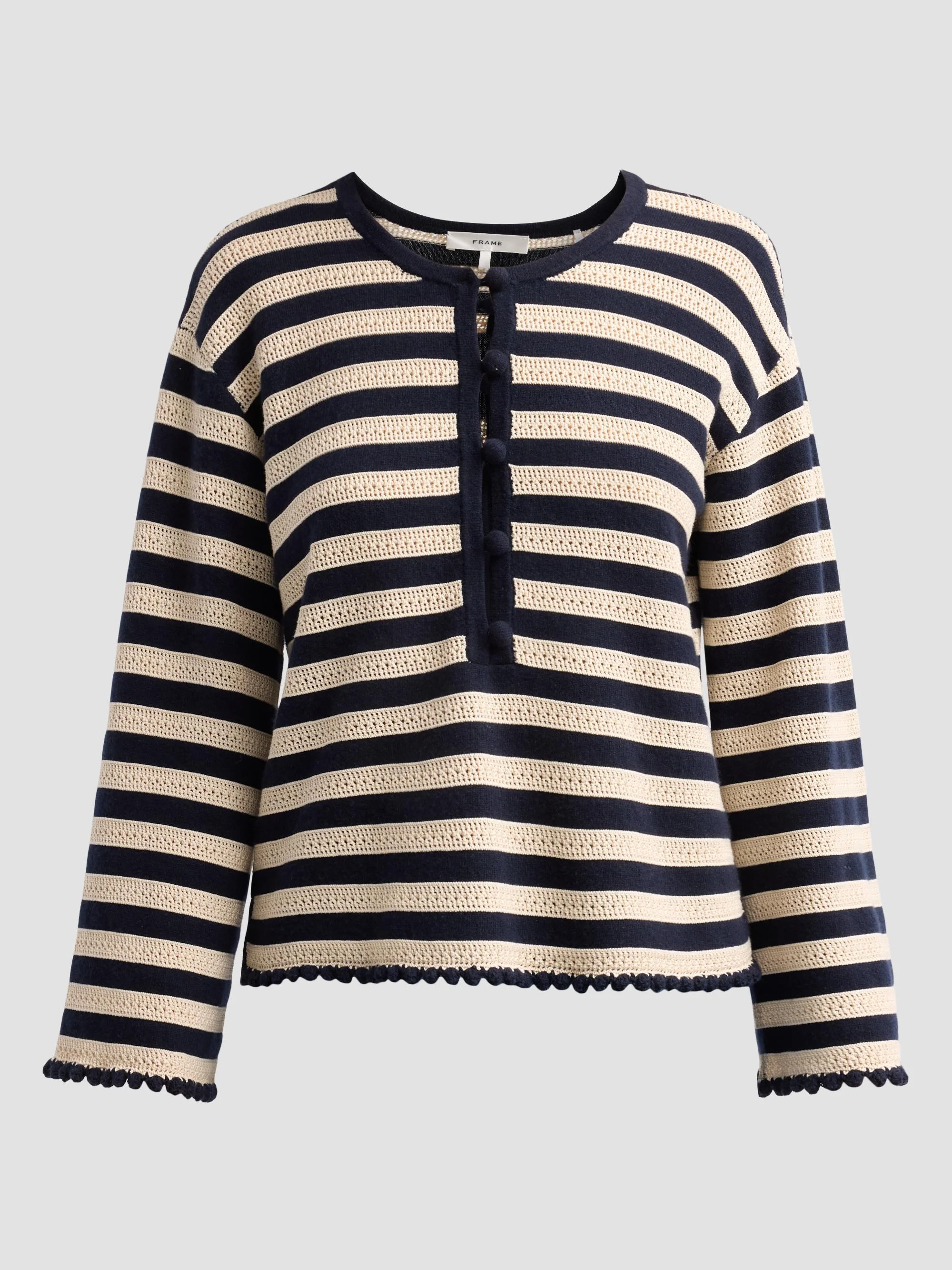 Women's The Easy Captain Striped Cotton-Cashmere Sweater - Cream Multi - 1