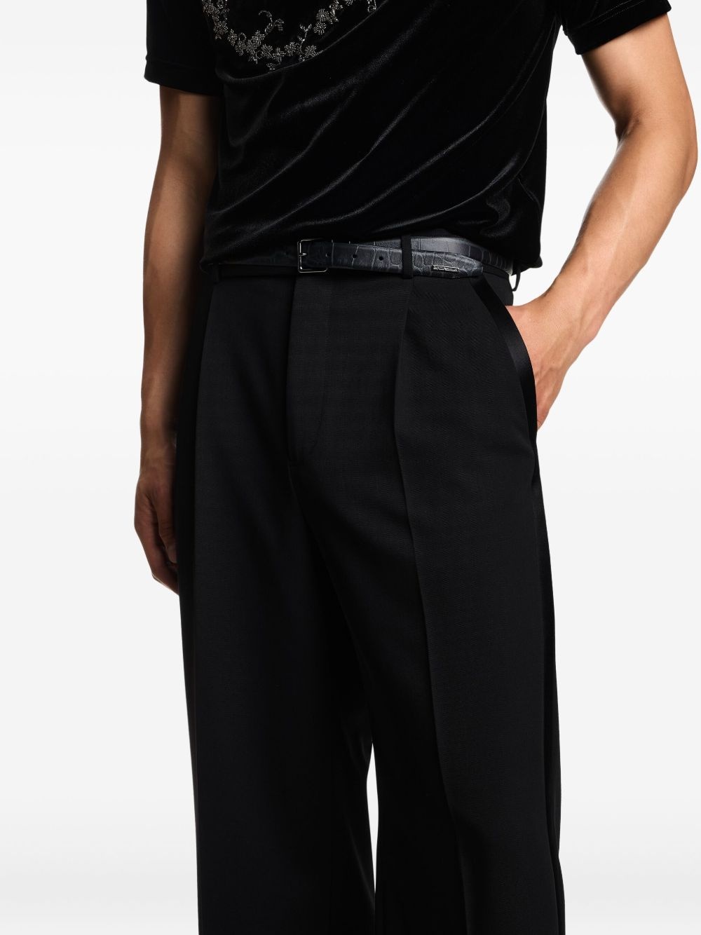 pleated side-stripe trousers - 5