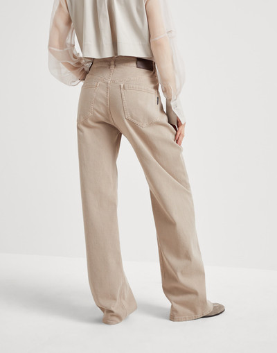 Brunello Cucinelli Garment-dyed comfort denim loose trousers with shiny tab outlook
