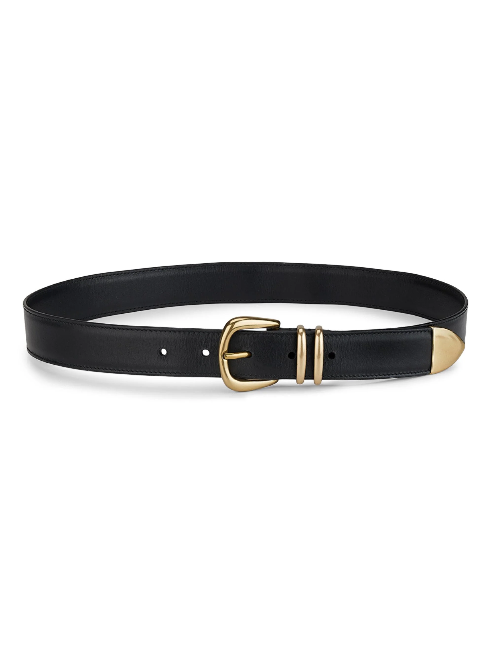 Women's Carson Leather Belt - Black Light Gold - 1