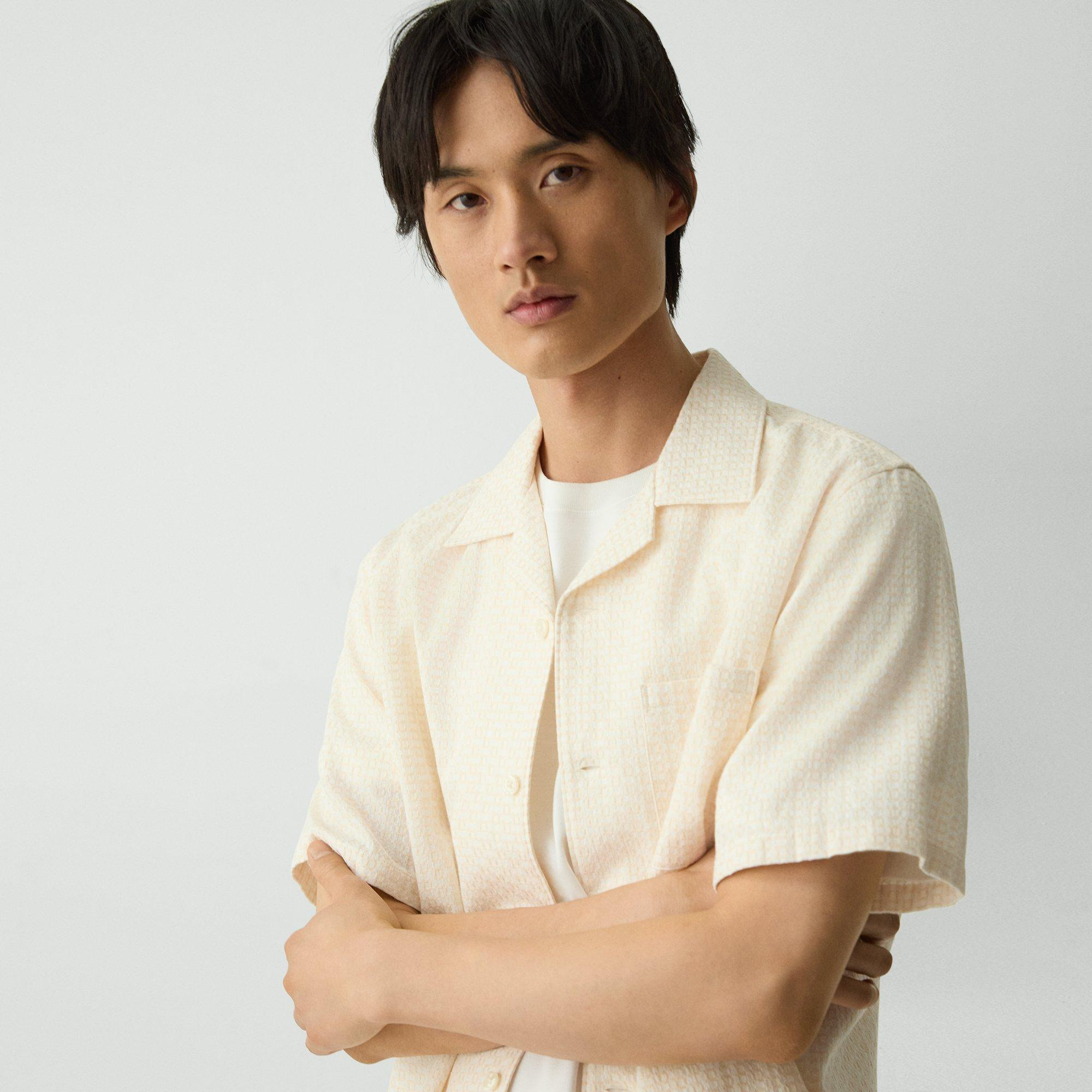 Noll Camp Shirt in Geometric Cotton - 5